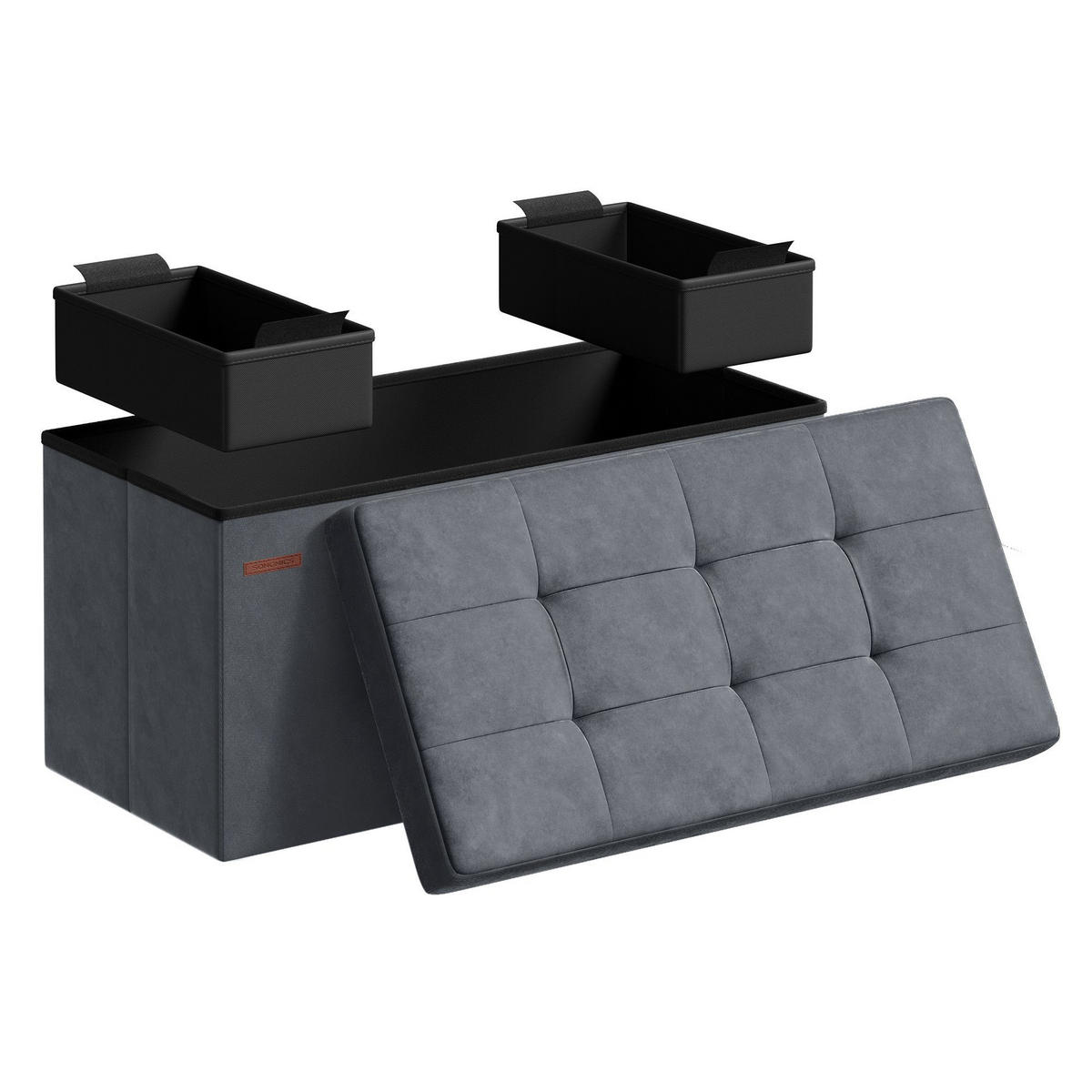 SITZHOCKER Monica - Grau, Textil (38/38/76cm) - SONGMICS