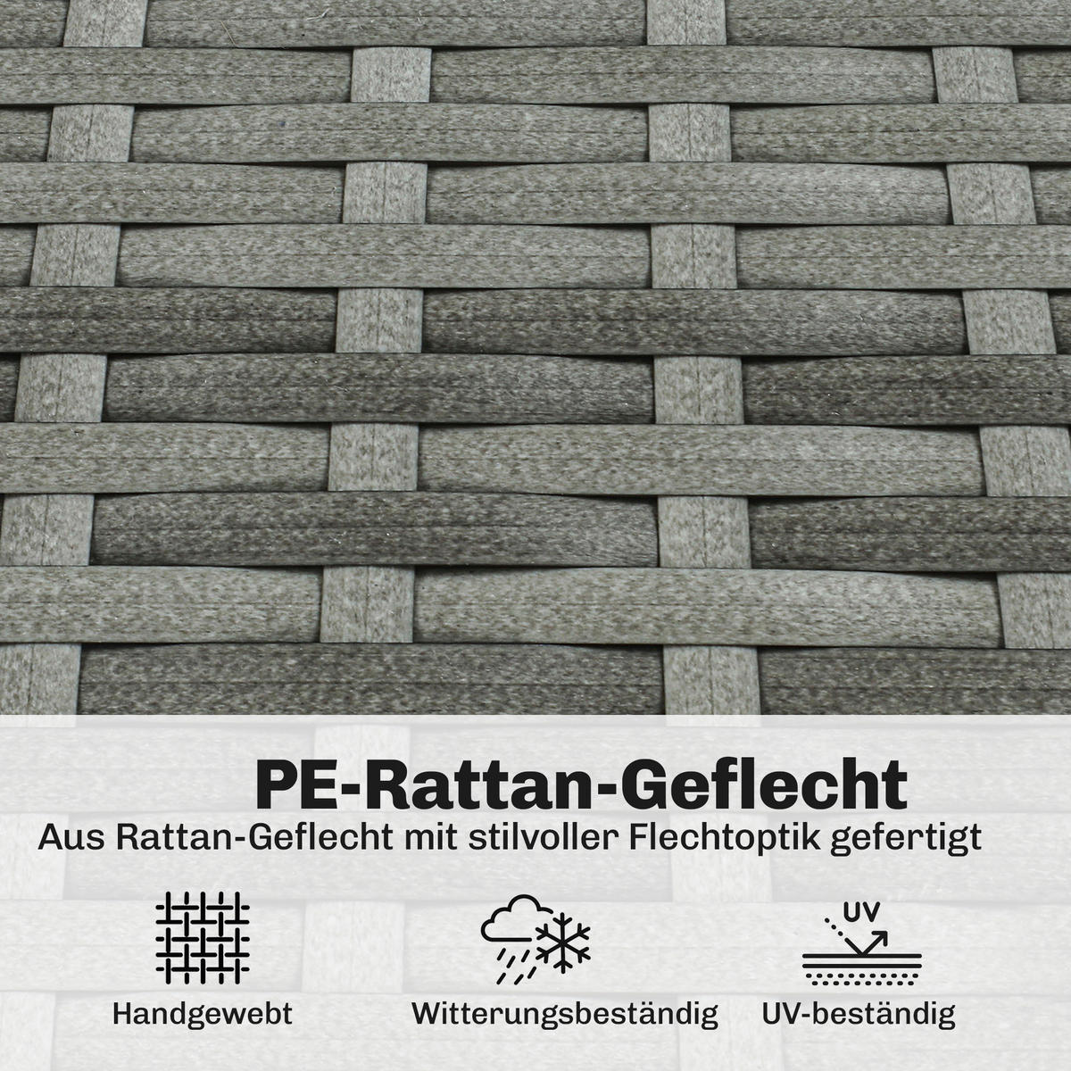 RATTANSESSEL Stahl PE-Rattan Dunkelgrau - Dunkelgrau, Textil/Metall (75/90/101cm) - Outsunny