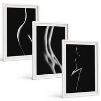 BILDER SET 3er Set - 40x60 cm Weißer Rahmen - Schwarz-weiße weibliche Silhouetten - Weiß, Kunststoff (40/60cm) - TULUP