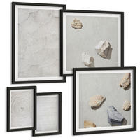 BILDER SET 5er Set - 50x50 cm & 20x30 cm & 40x60 cm Schwarzer Rahmen - Geometrische Pappsteine - Schwarz, Kunststoff (40/60cm) - TULUP