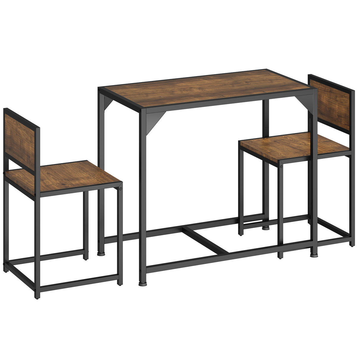SITZGRUPPE Milton,mit höhenverstellbaren Kunststofffüßen,Industrial Holz dunkel, rustikal - Rostfarben, Holzwerkstoff (48/77/91cm) - tectake