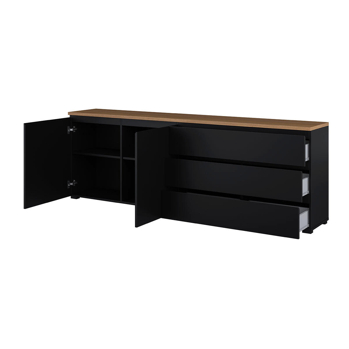 SIDEBOARD Liko Černá a dřevěná - černá, kompozitní dřevo (200/67.9/34.5cm) - Petits-meubles