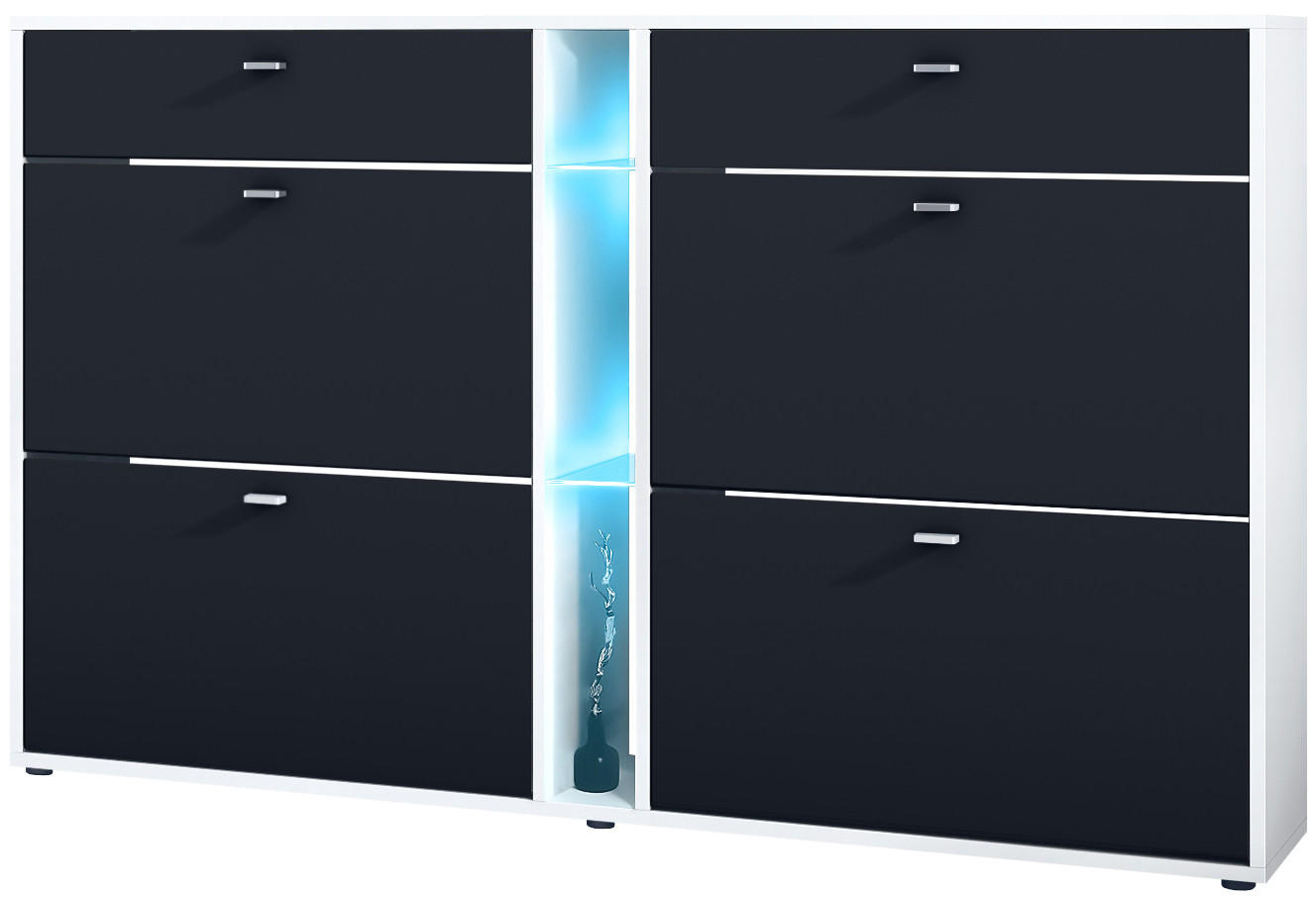 Vladon Schuhschrank Schwarz 155.5x95x28 cm
