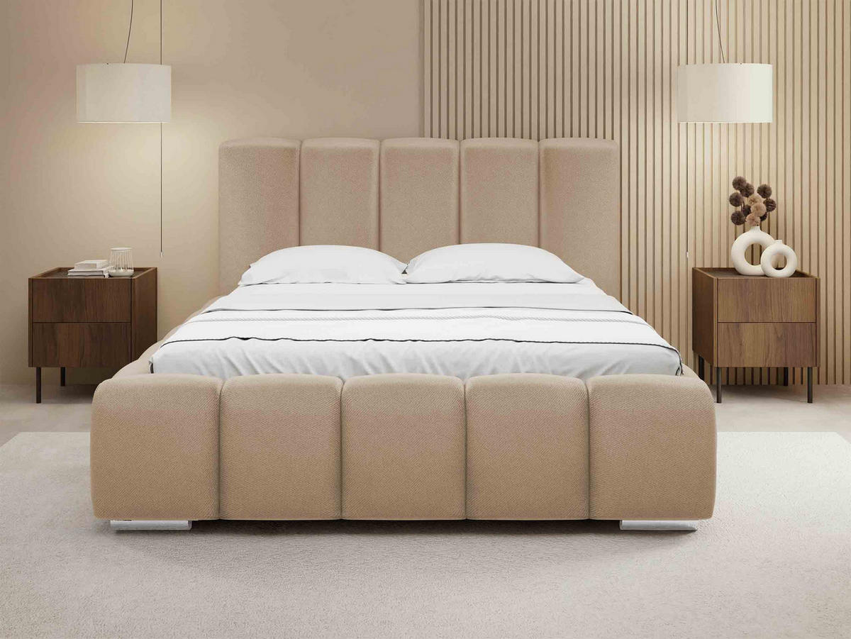 POLSTERBETT Wizko - Chromfarben/Beige, Holz/Holzwerkstoff (160/200cm) - MIRJAN24