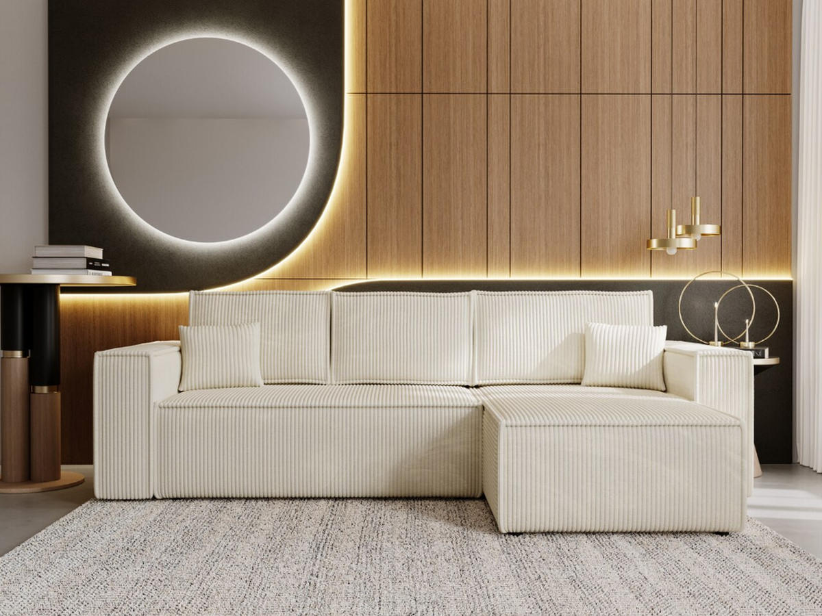 ECKSOFA Prato Beige Rechts - Beige/Schwarz, Holz/Kunststoff (280/170cm) - Graingold