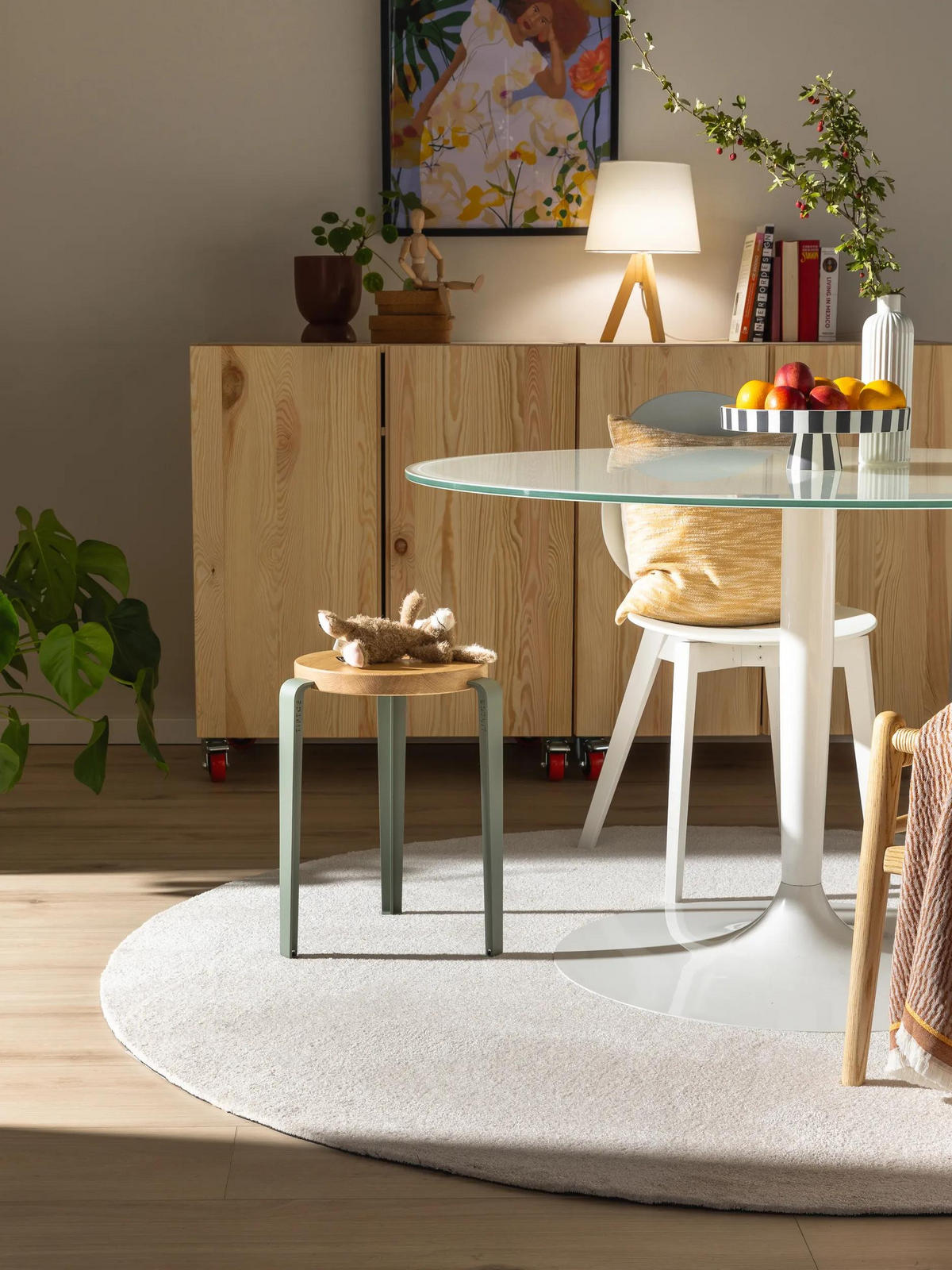 PRATELNÝ koberec Nina Krémová ø 150 cm kulatý - krémová, plast/umělá hmota (150/150cm) - benuta Nest