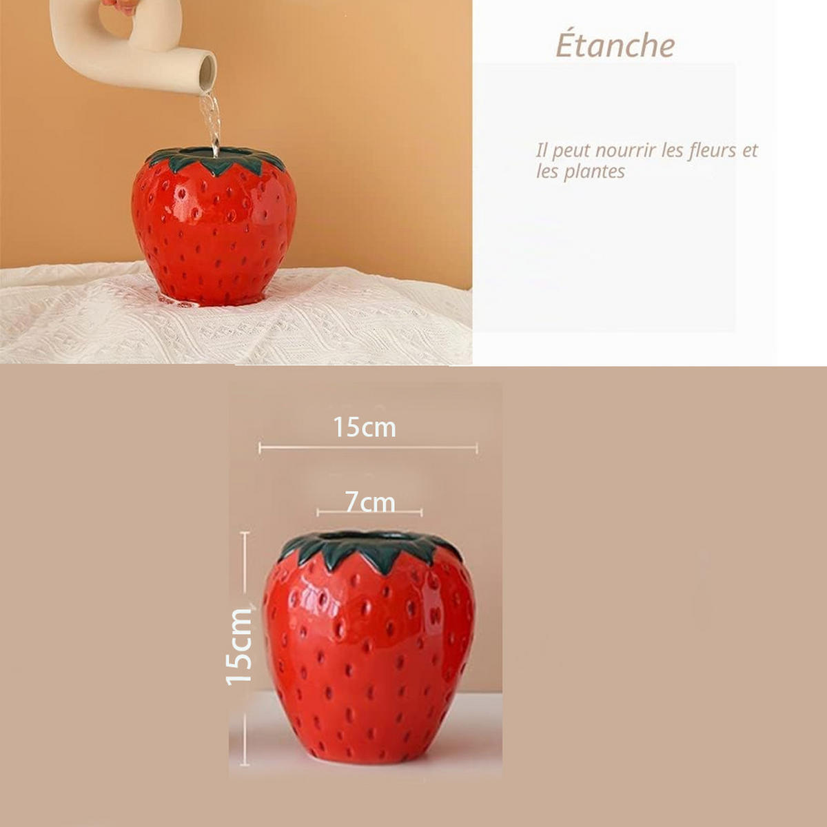 VASE 15 cm Keramik - Rot, Keramik (15cm) - LIBRATON