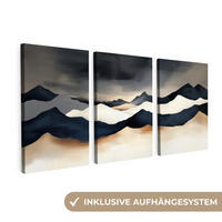 SLIKA NA PLATNU Set od 3 dijela Planine 120x60 cm - tamno plava, tekstil (120/60cm) - MuchoWow