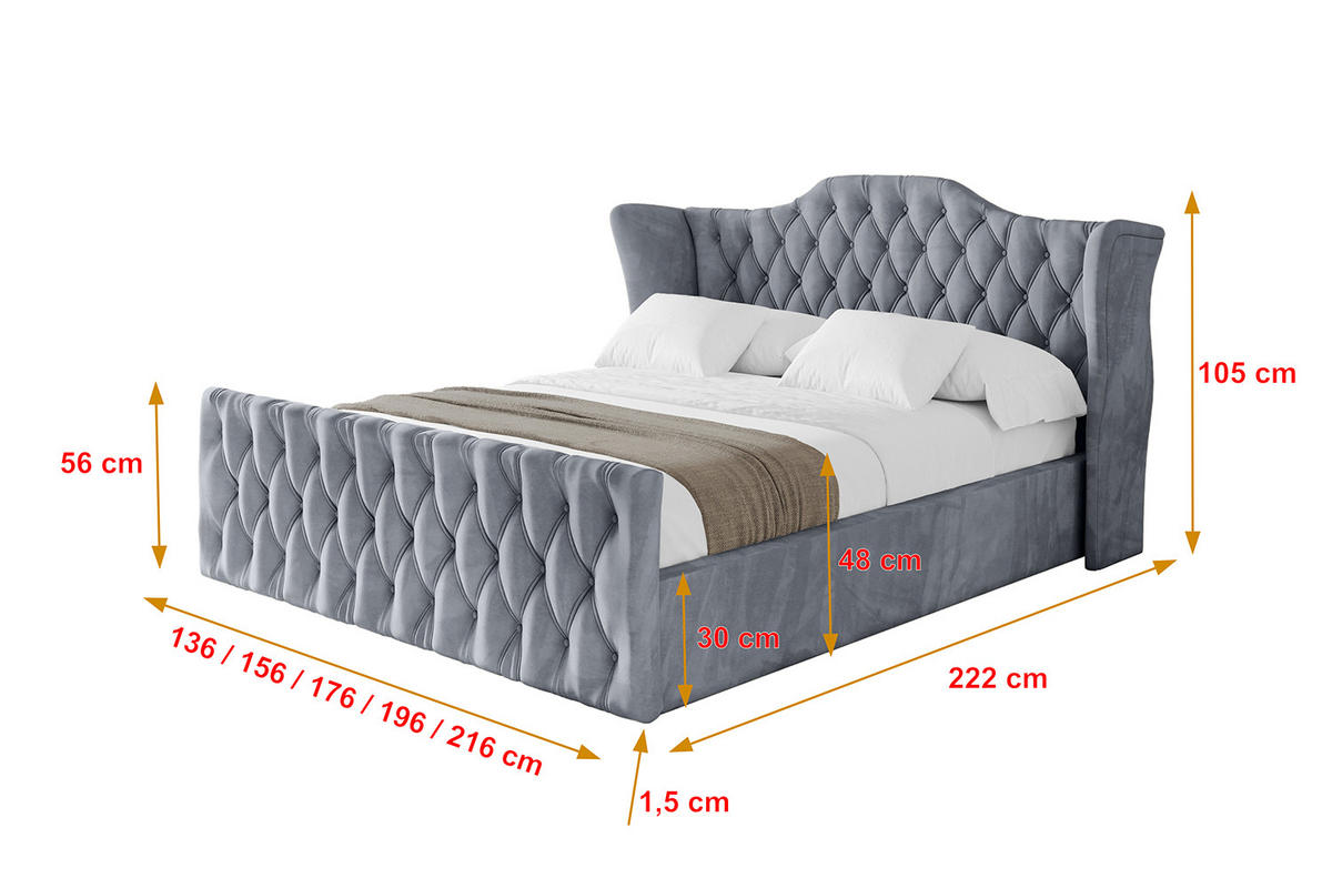 POLSTERBETT mit Bettkasten, Fußteil und Lattenrost, Boxbett ohne Matratze - ZORAN-Z 120x200 Grau - Grau, Holzwerkstoff/Textil (120/200cm) - ALTDECOR