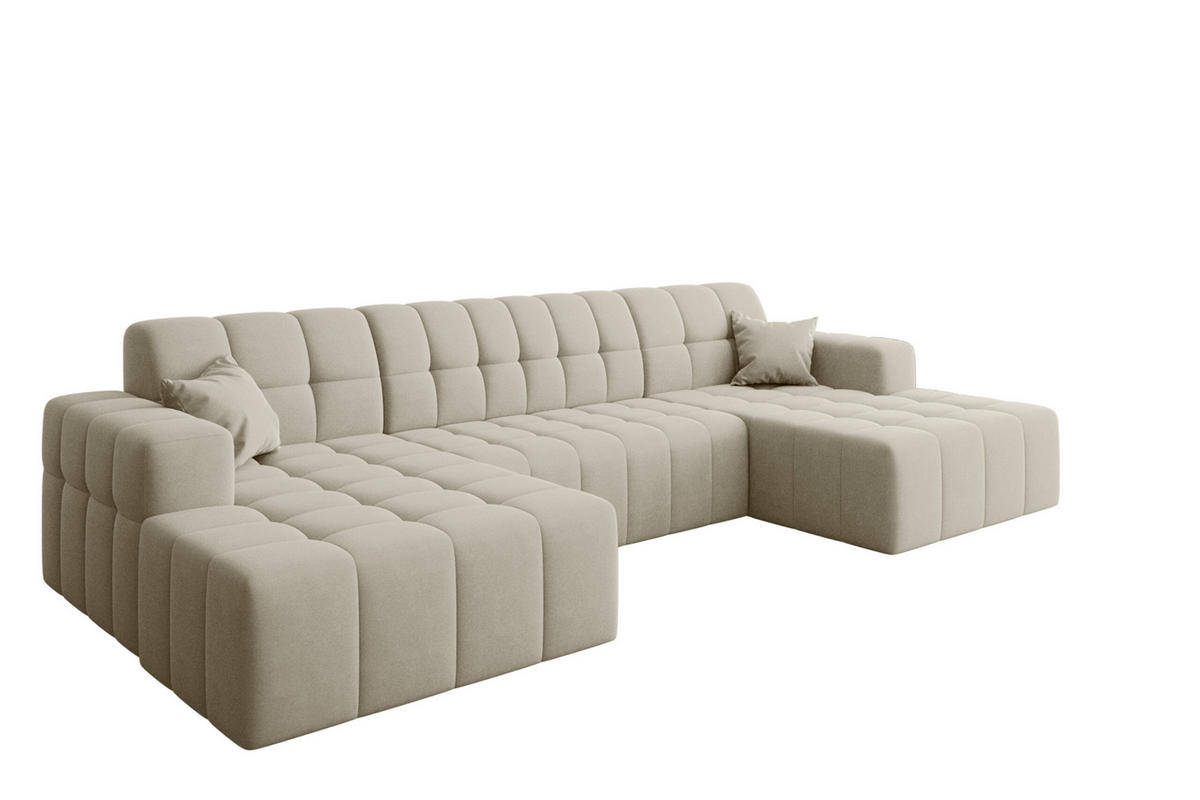 ECKSOFA U-Form Nimes Stoff Portland Ecru - Ecru, Holz/Textil (168/350cm) - Kaiser Möbel