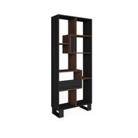 REGAL Bibliothek, Schwarz und Eiche dunkel, 67/31/174cm - Dunkelbraun/Schwarz, Holzwerkstoff (67/174/31cm) - Skraut Home