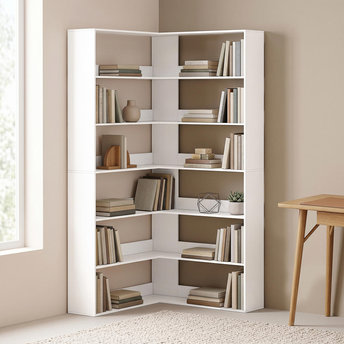 BÜCHERREGAL Spanplatte Weiß - Weiß, Holzwerkstoff (90/180/90cm) - HOMCOM