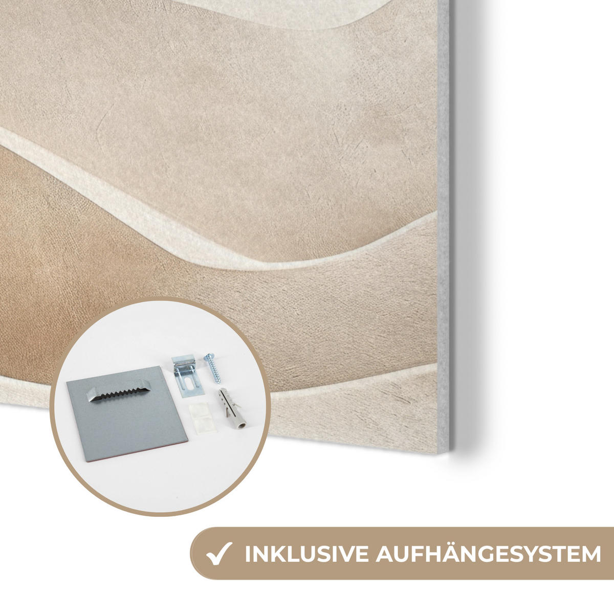AKUSTIKPANEEL Beige - Natur - Abstrakt - Modern 80x60 cm - Beige, Textil (80/0.9/60cm) - MuchoWow