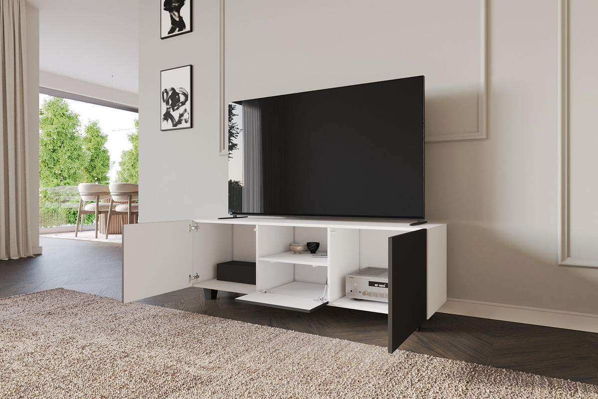 LOWBOARD ELIO-S 140x50x41 cm - Weiß / Schwarz - Schwarz/Weiß, Holzwerkstoff (140/50/41cm) - ALTDECOR