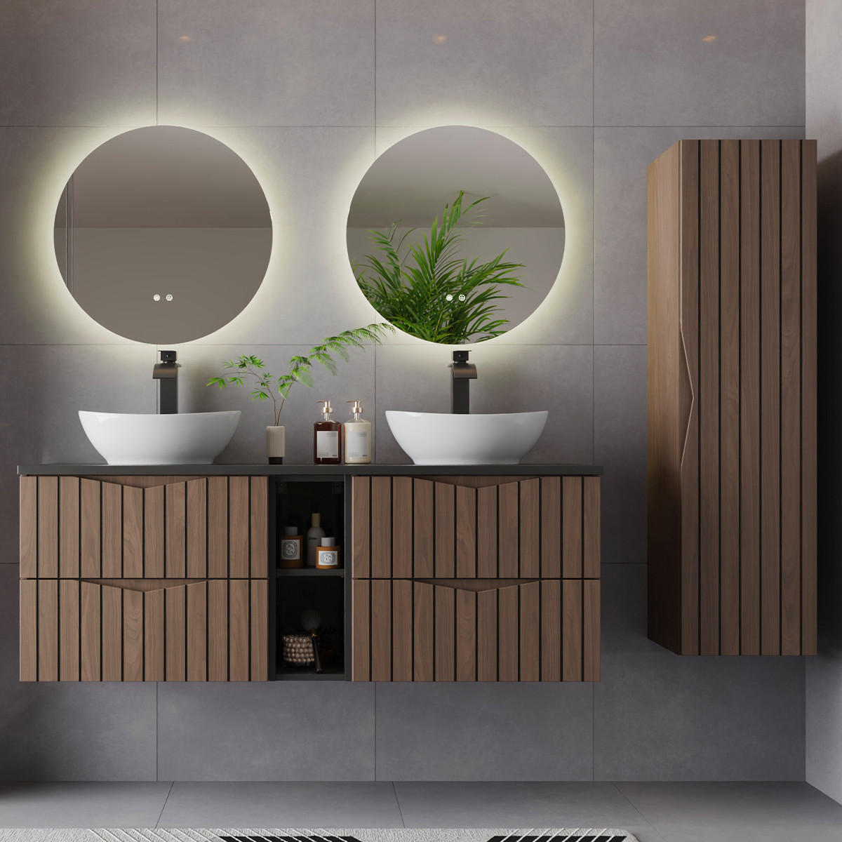 ZÁVĚSNÝ SLOUPEK Siena Dřevo a černá - černá, kompozitní dřevo (34.5/130/31.8cm) - Petits-meubles