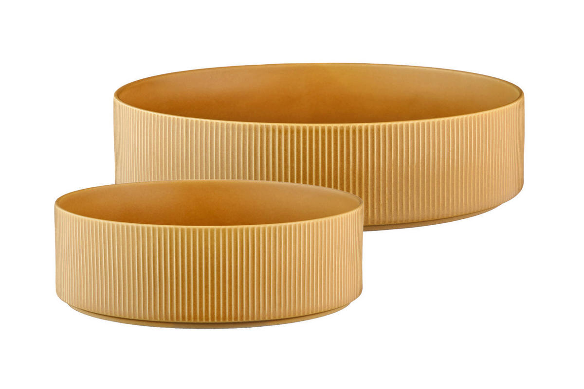 SALATSCHALEN Scandi Ø21,5cm und Ø27,5cm - 2er-Set - Ocre - Gelb, Keramik - Björn