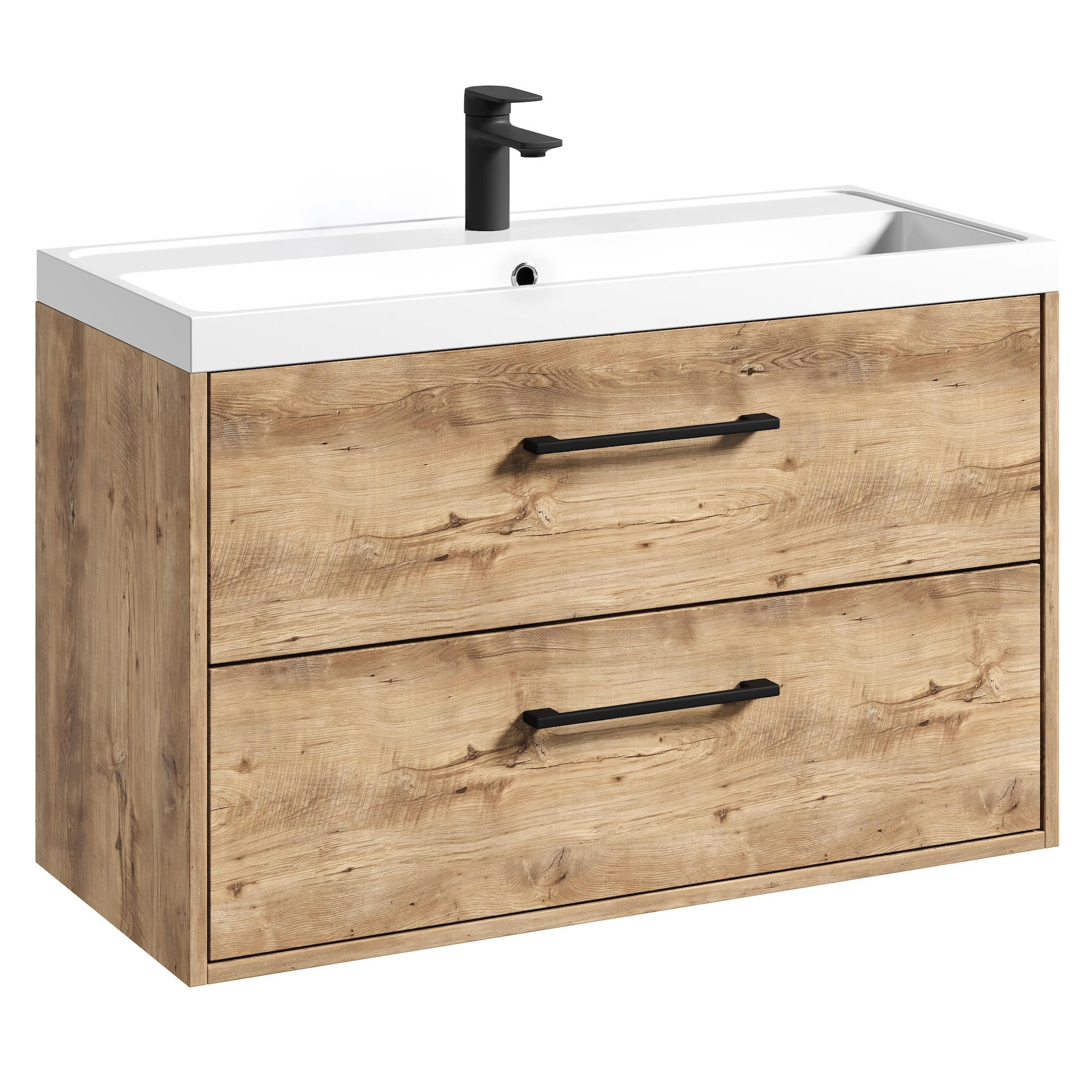 BADMÖBEL-SET Florence 2 Teile Kastanien Eiche - 80 x 35 x 51 cm - Eichefarben, Holz (80/55/40cm) - Badplaats