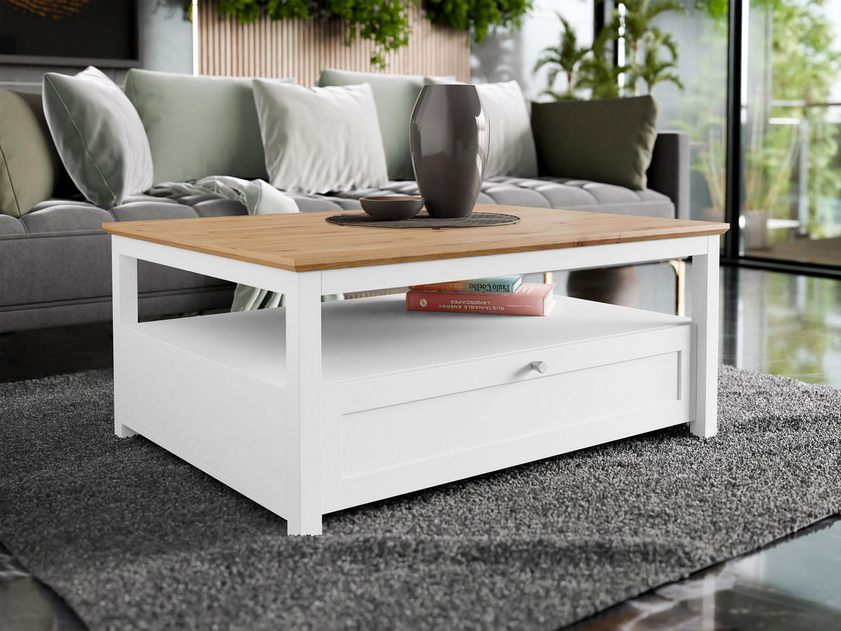COUCHTISCH Gacoris 1SZ - Hellgrau/Weiß, Holzwerkstoff/Kunststoff (80/108/46cm) - MIRJAN24