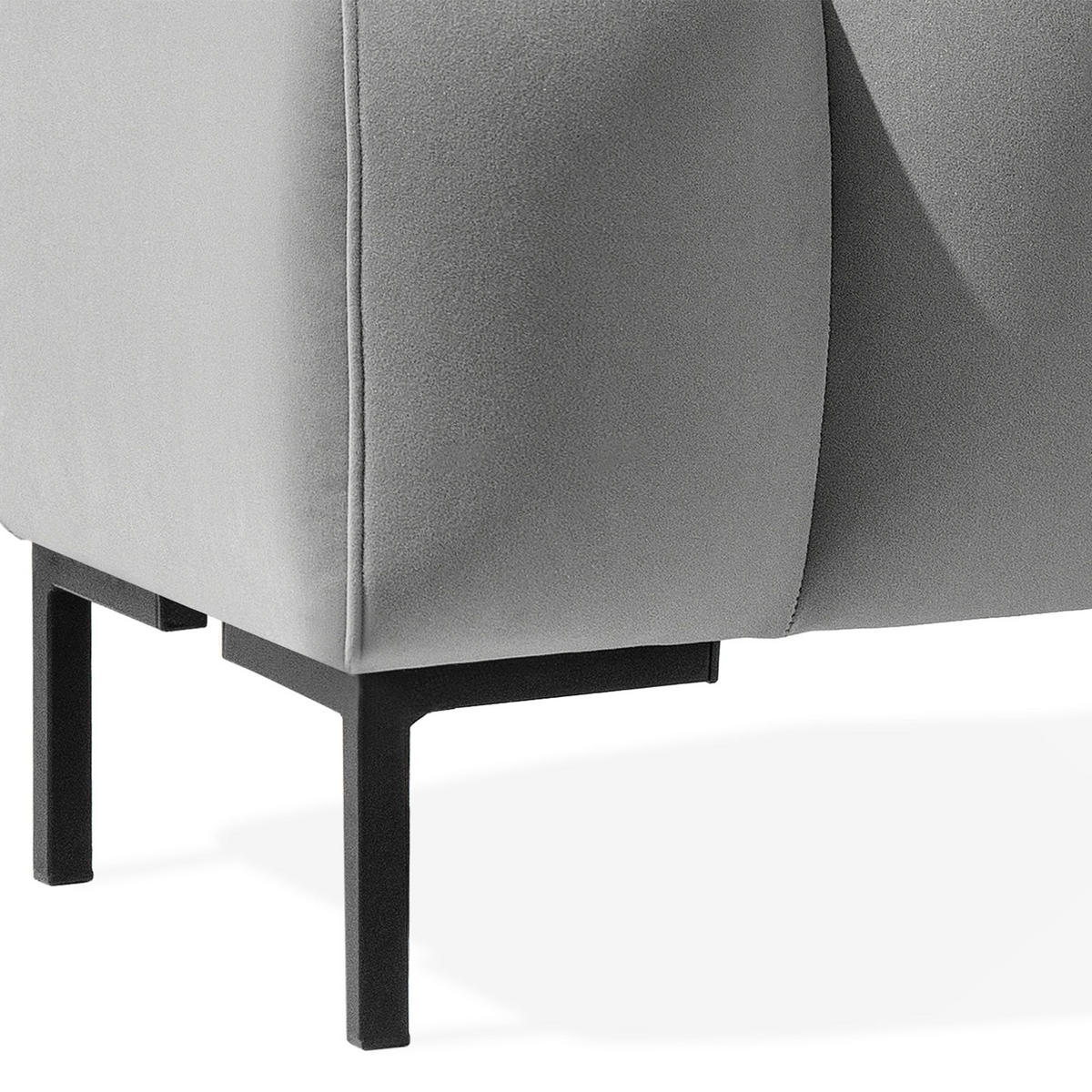 SITZHOCKER Polsterhocker PECCO, Veloursstoff - Hellgrau/Schwarz, Holz/Textil (120/50/50cm) - KONSIMO®