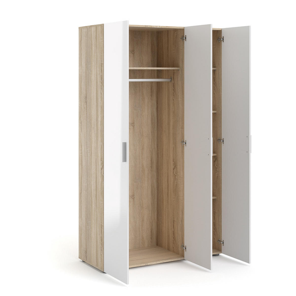 KLEIDERSCHRANK weiß - Eiche Wotan, Holzwerkstoff (118/201/50cm) - ebuy24