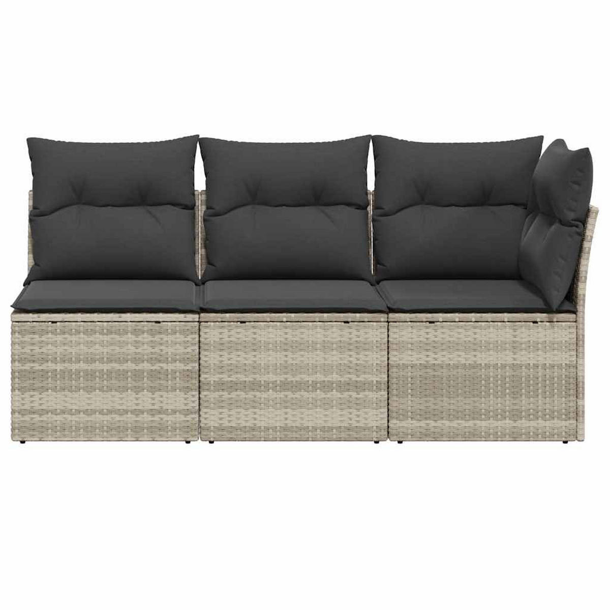 GARTENSOFA Mit Kissen 3-Sitzer Hellgrau Poly Rattan - Grau, Kunststoff (172/69/62cm) - vidaXL