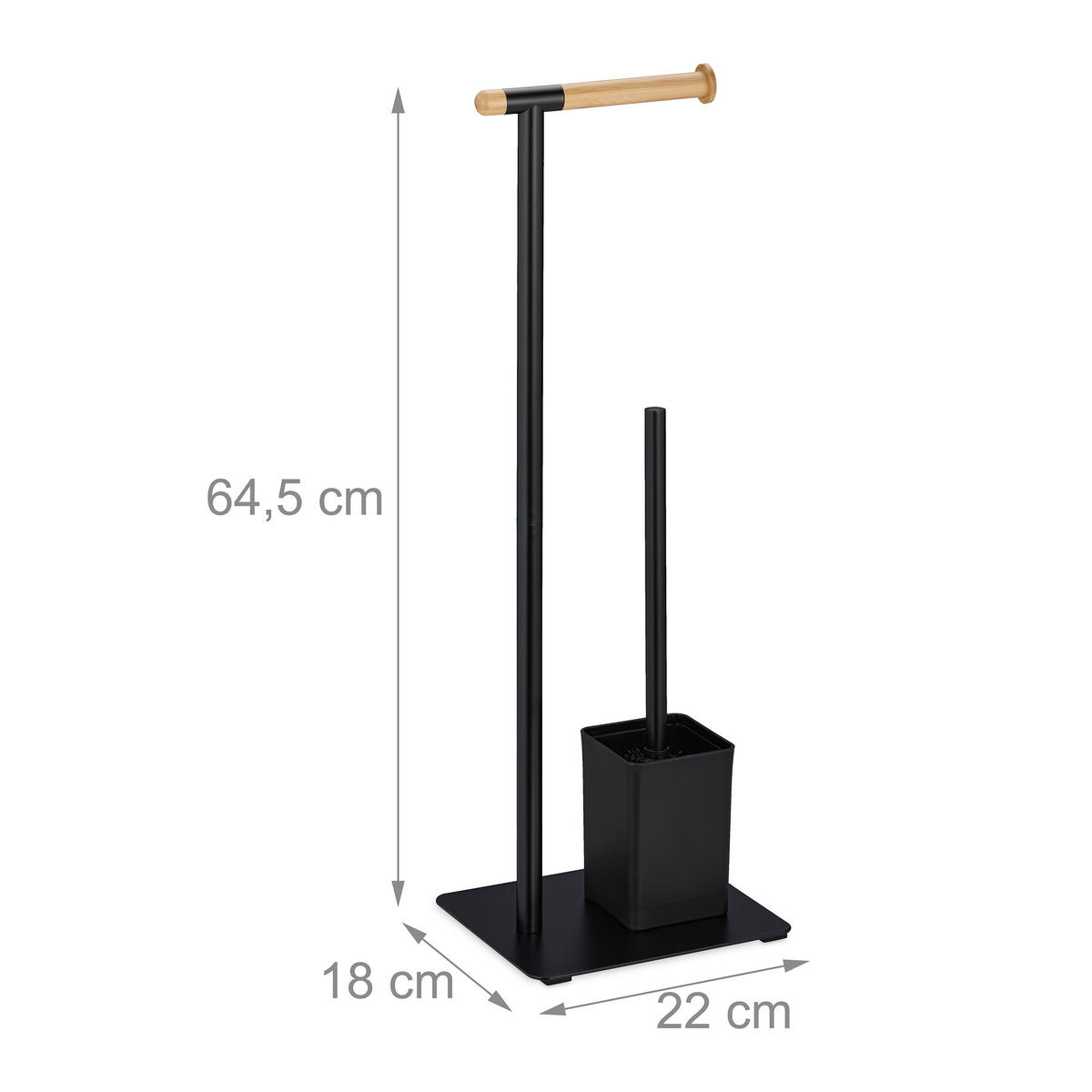 WC-GARNITUR - Schwarz, Holz/Metall (22/64.5/18cm) - Relaxdays
