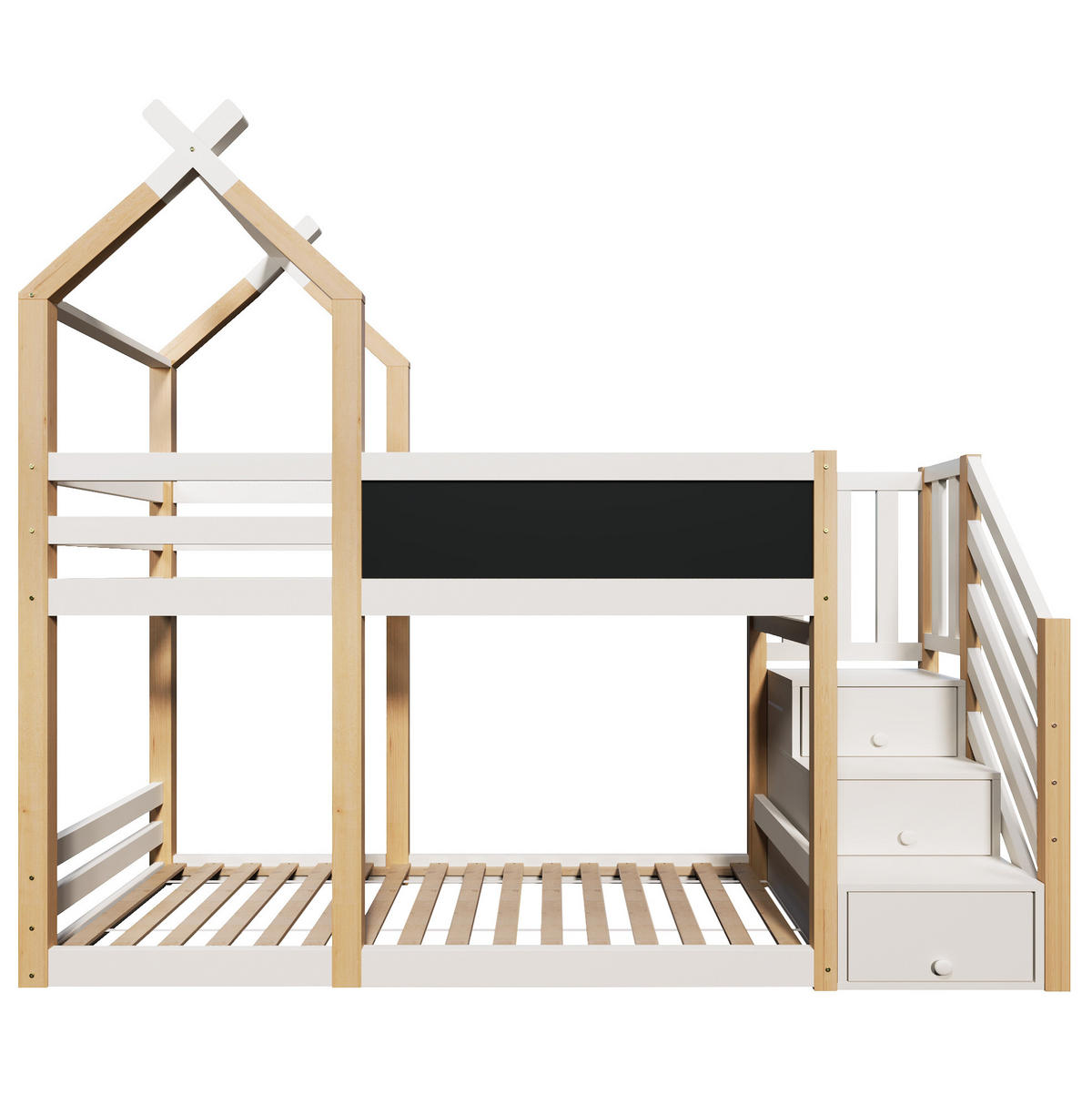 ETAGENBETT 90/200 cm in Weiß mit Baumhaus-Design und Stauraum - Weiß, Holzwerkstoff (90/200cm) - OKMYHOME