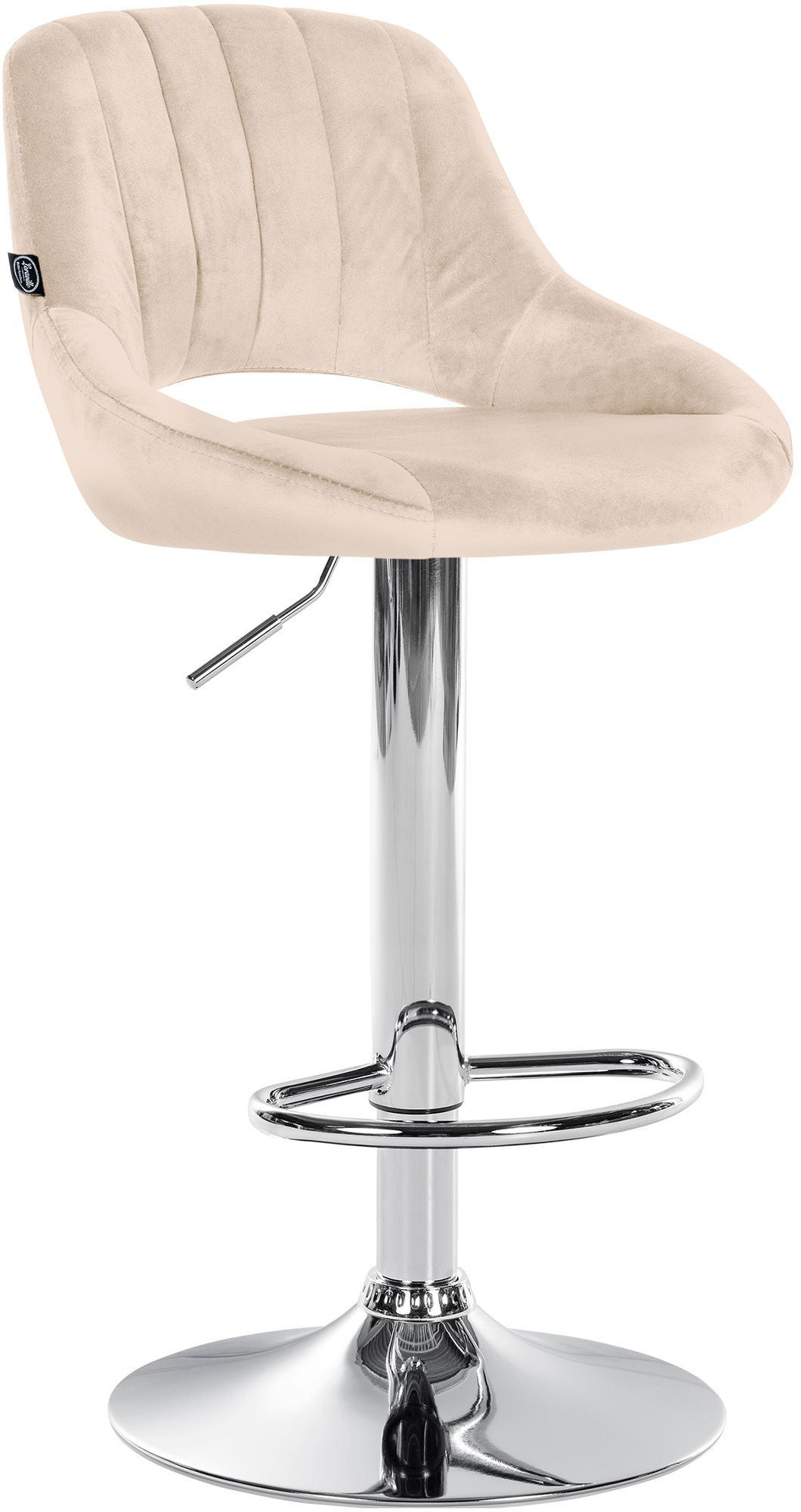 BARHOCKER Samt creme - Chromfarben/Creme, Textil/Metall (47/85/48cm) - CLP