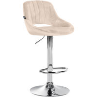 BARHOCKER Samt Creme - Chromfarben/Creme, Textil/Metall (47/85/48cm) - CLP