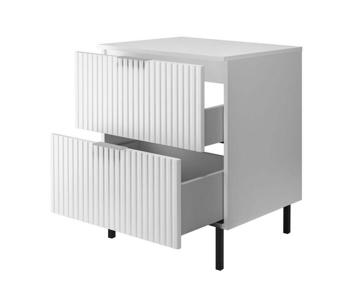 WASCHBECKUNTERSCHRANK, Schwarz, 60 x 77 x 46 cm, schwarzer Griff, schwarze Beine + Arbeitsplatte - Silberfarben/Weiß, Holzwerkstoff (60/77/46cm) - 3XE LIVING