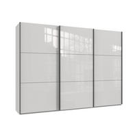 SCHWEBETÜRENSCHRANK 3-türig B300/H216/T65 cm in Weiß mit Glasfront inkl. Vollausstattung / 22036 - Schwarz/Weiß, Holzwerkstoff/Metall (300/216/65cm) - luma-home