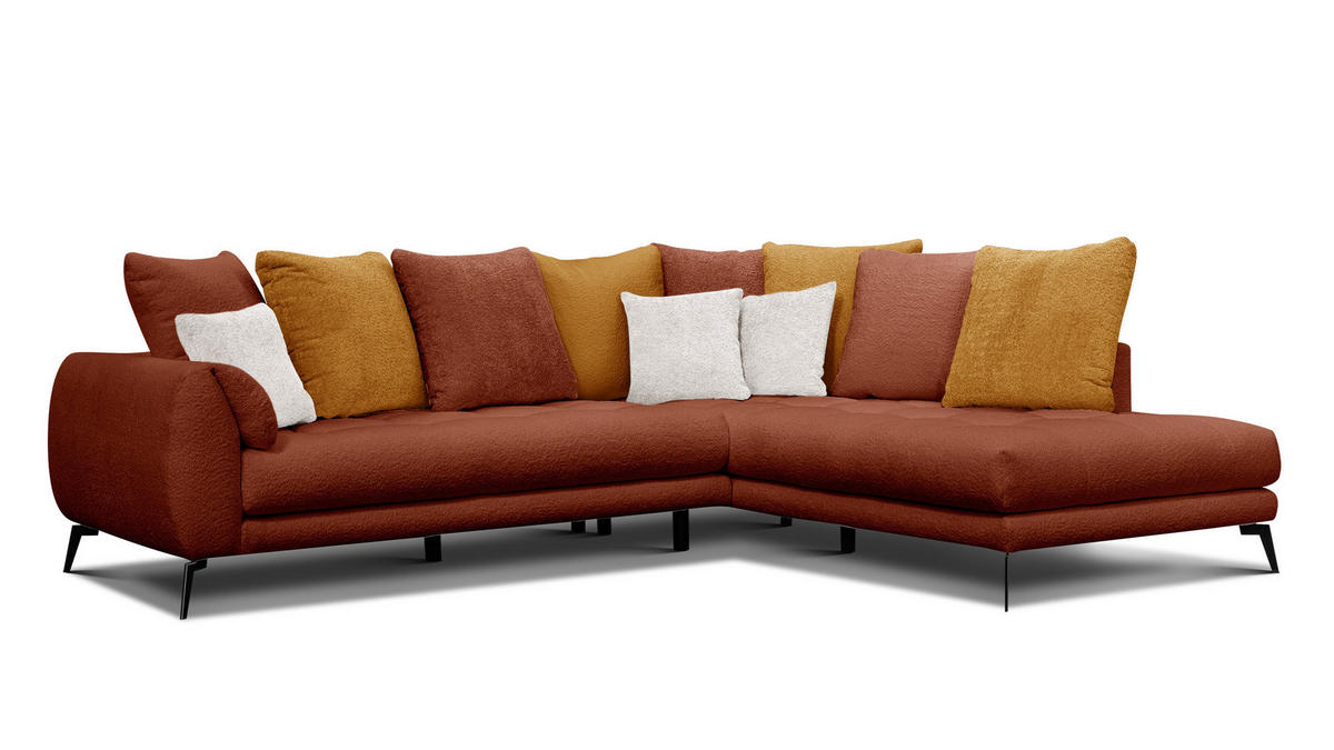 ECKSOFA CALME 5-Sitzer, dunkelorange und écru - Dunkelorange, Holz/Textil (294/229cm) - Courtois Laville