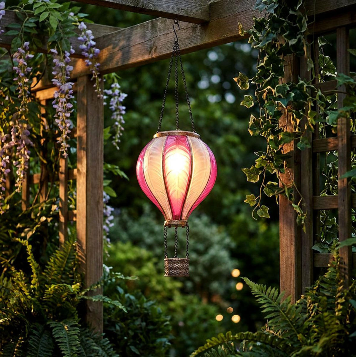 LED AUSSENLEUCHTE Solarleuchte Pink Feuer Effekt 2er Set - Multicolor, Metall (14/14/46.5cm) - Globo Lighting