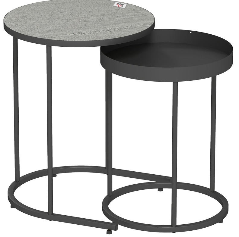 SATZTISCHE 42/36.5 cm grau aus MDF und Metall mit Tablett-Design - Grau, Metall (42/42/54cm) - OKMYHOME