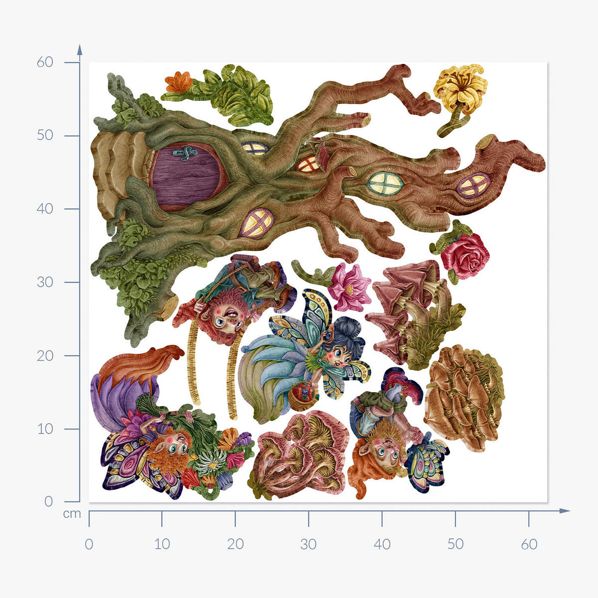 WANDAUFKLEBER 60x62cm - Feenwald - Multicolor, Kunststoff (60/62/0.1cm) - Wallfluent
