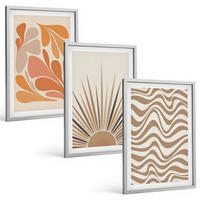 BILDER SET 3er Set - 40x60 cm Silberner Rahmen - Sonnen-Boho-Pastelltönen - Silberfarben, Kunststoff (40/60cm) - TULUP