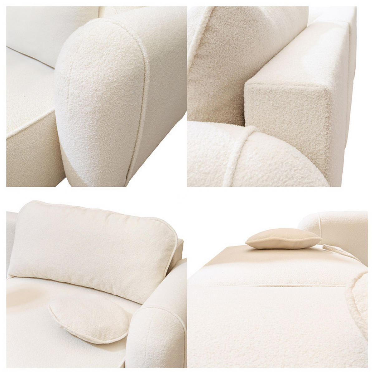 ECKSOFA SIGMA mit Schlaffunktion und Bettkasten, Stoff Creme - Creme, Textil (280/178cm) - Idohome