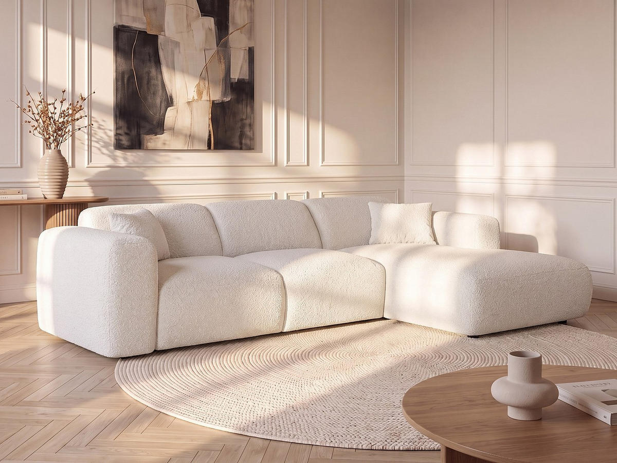 SCHLAFSOFA - 5 Personen - stoff - weiß Pogni - Weiß, Textil (283/77/180cm) - Vente-Unique