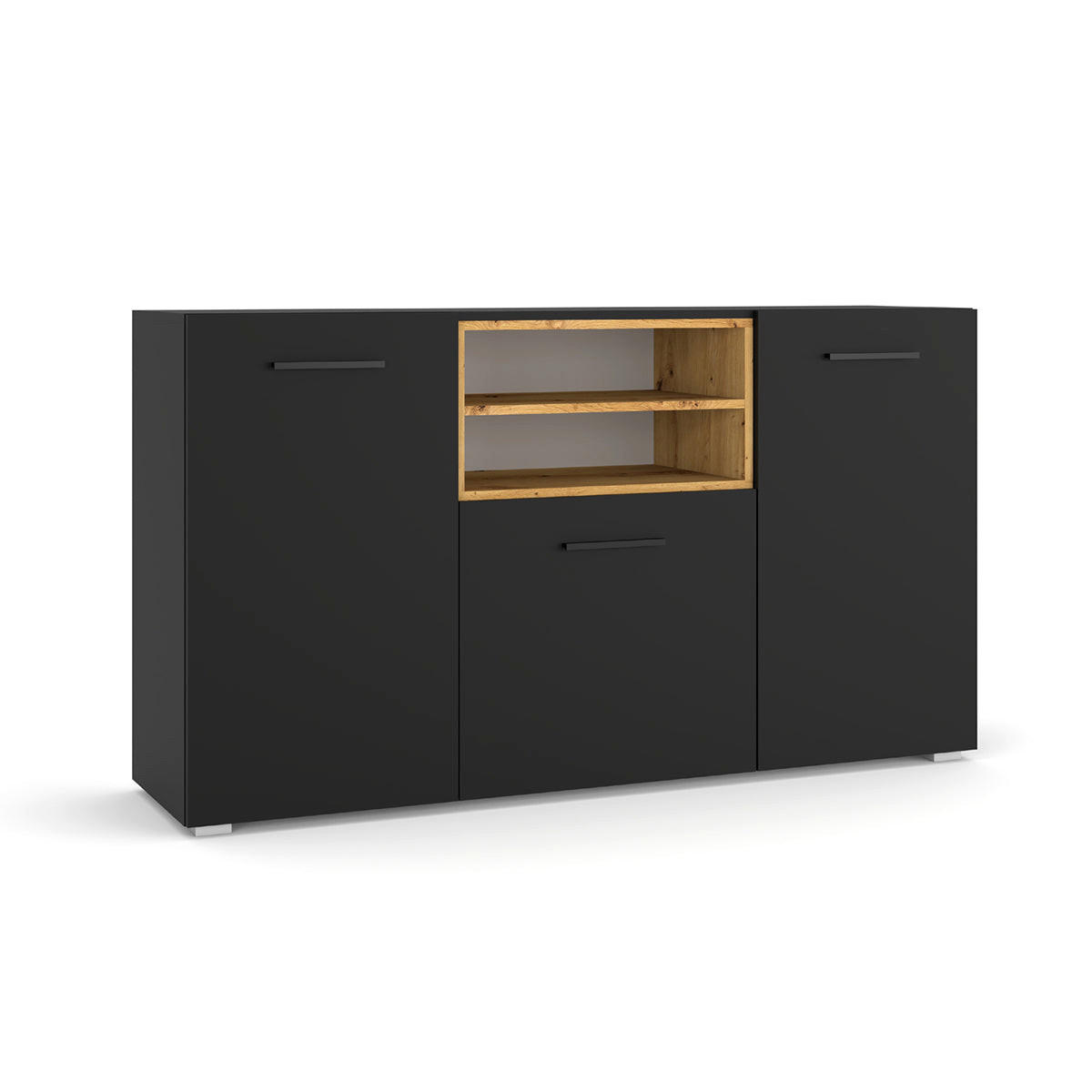 KOMODA Ania Crno i drvo - crna, drvni materijal (151/86/44cm) - Petits-meubles