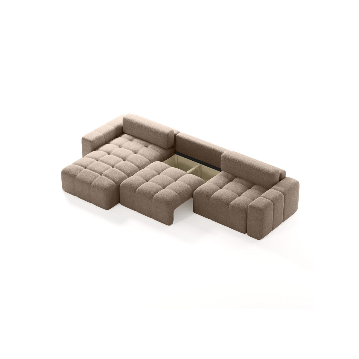 ECKSOFA Bouclé-Stoff 8 Sitzer Bornum So, Braun - Braun, Textil (346/170cm) - Meblito