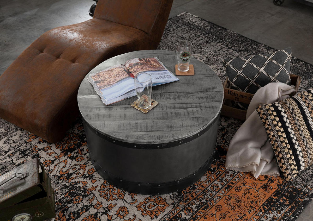 COUCHTISCH Mango 78x78x43 grau lackiert HEAVY INDUSTRY #163 - Grau, Holz (78/78/43cm) - Massivmoebel24