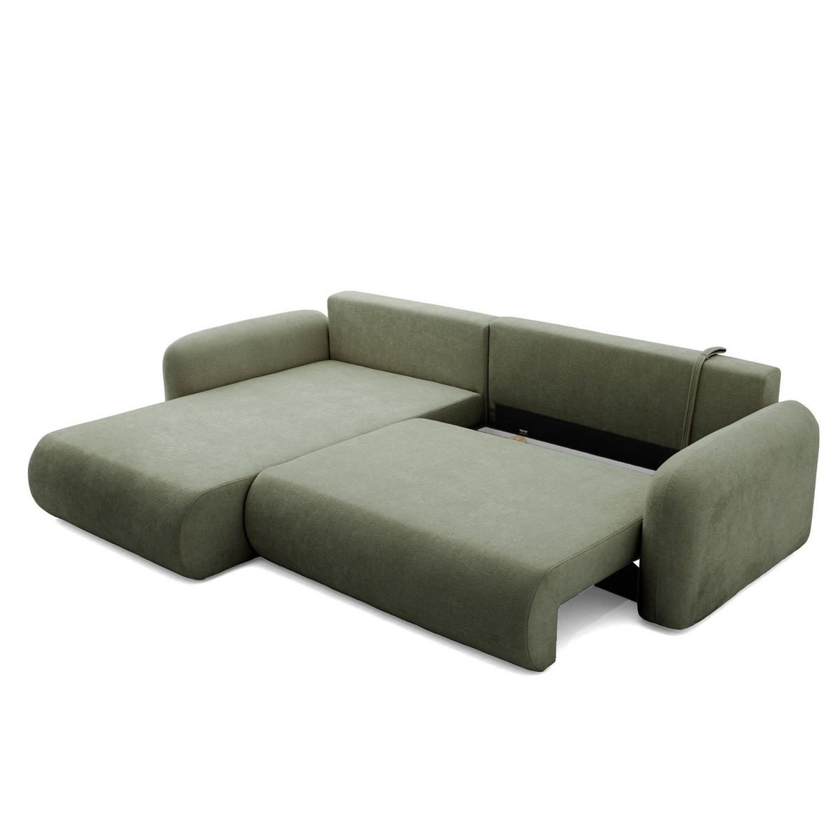 ECKSOFA NEST L Universal mit Schlaffunktion 157x240 Webstoff Grün - Schwarz/Grün, Holz/Textil (280/187cm) - Muffo