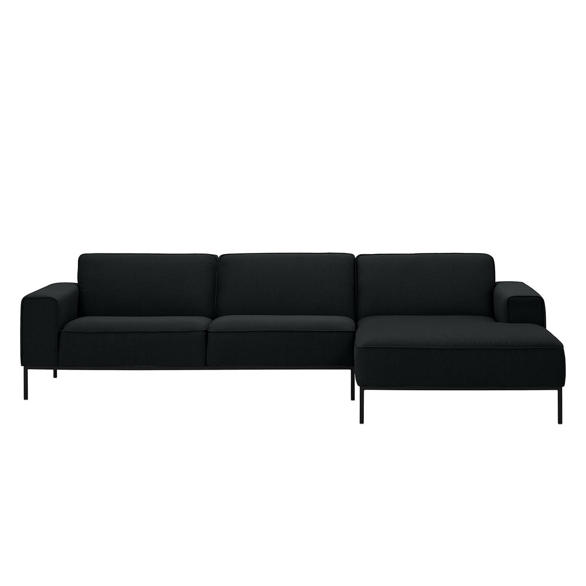ECKSOFA mit Longchair - Webstoff - Anthrazit/Schwarz, Textil (285/168cm) - home24