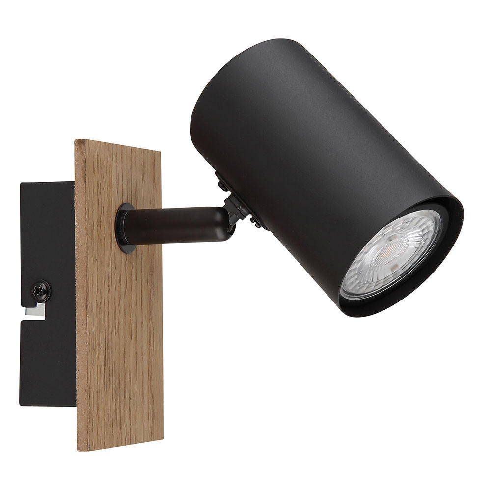 WANDLEUCHTE Holzoptik Schwarz beweglicher Spot - Schwarz, Metall (6/13.4/15.1cm) - Globo Lighting