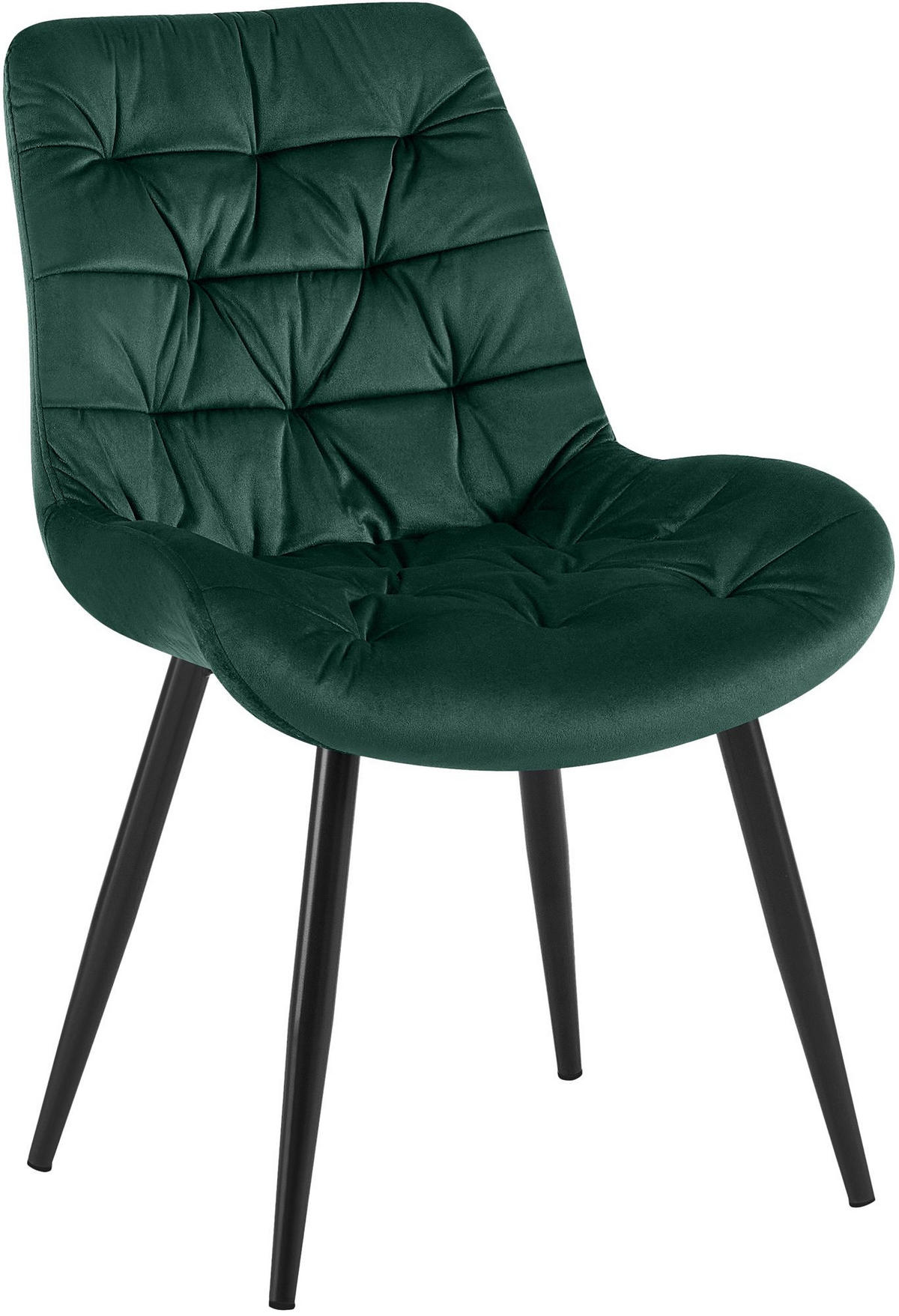 ESSZIMMERSTUHL Samt grün - Schwarz/Grün, Textil/Metall (56/85/63cm) - CLP