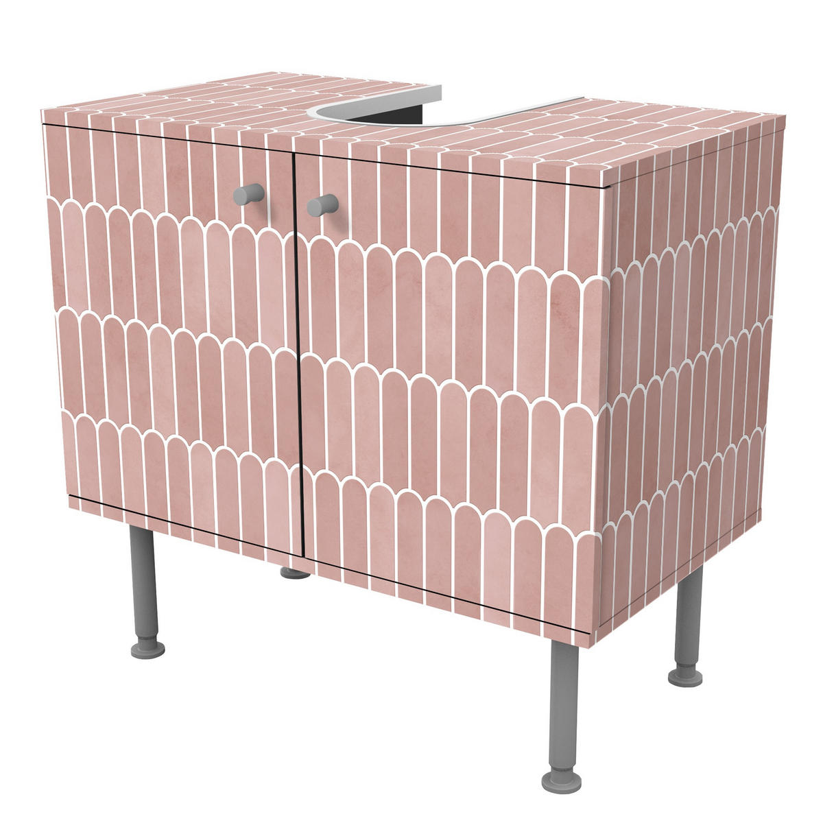 WASCHBECKENUNTERSCHRANK Fischschuppen Fliesen Rosa 60/55/35 cm - Rosa, Holzwerkstoff (60/55/35cm) - Bilderwelten