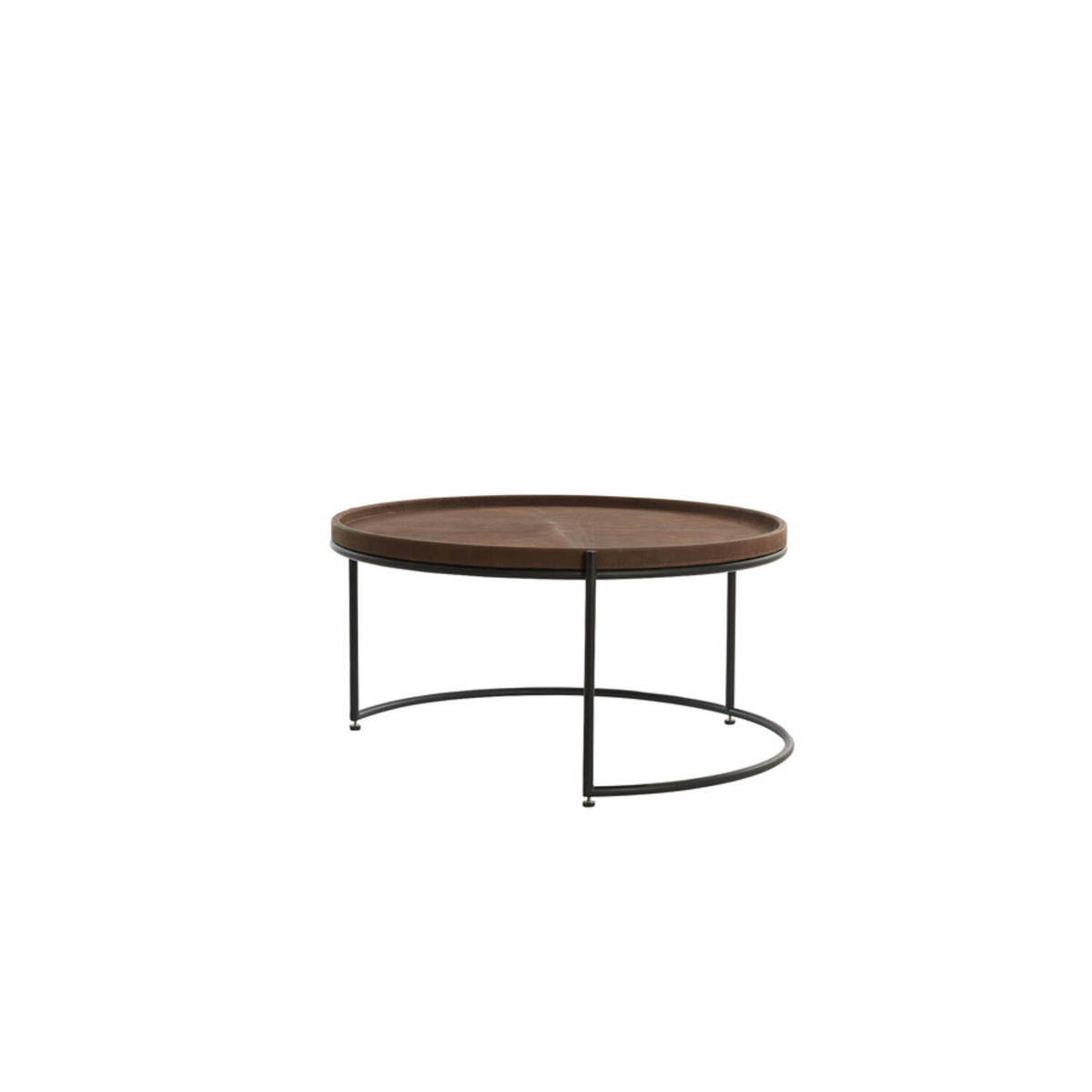 COUCHTISCH JAIRO 2er Set, Leder, Braun-Schwarz - Schwarz/Braun, Leder (79/79/38cm) - Light & Living
