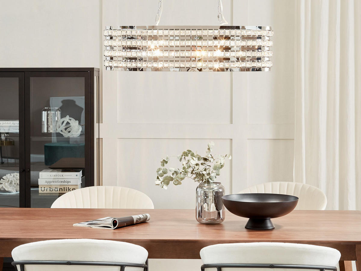 HÄNGELEUCHTE Cavone 31/76/108 cm - Silberfarben, Metall (31/76/108cm) - Beliani