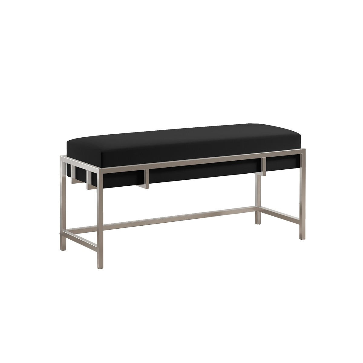 POLSTERBANK LAMO 80 cm Schwarz, Chromgestell, Royal Velvet - Chromfarben/Schwarz, Textil/Metall (80/45/35cm) - Bettso