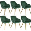 ESSZIMMERSTUHL 6er Set Marilyn 58 x 62 x 82 cm dunkelgrün/gold - Dunkelgrün/Goldfarben, Textil (58/82/62cm) - tectake